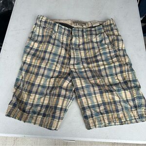 Abercrombie &Fitch Sz 32 preppy Worn look men's plaid shorts